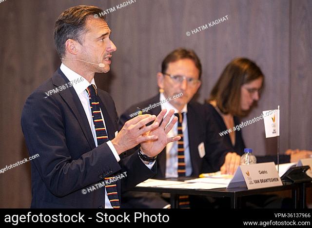 Jean-Michel Saive and Cedric van Branteghem pictured during the annual general meeting of the Belgian Olympic Committee BOIC - COIB, in Brussels
