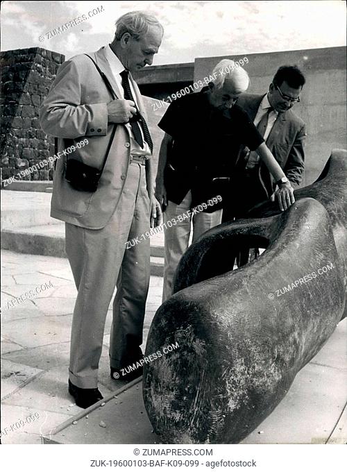 Jan. 04, 1968 - Henry Moore Visits His Exhibition In Jerusalem Henry Moore, the world famous British sculptor paid an unexpected visit to Jerusalem to visit the...