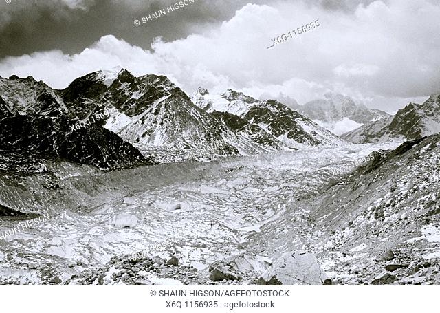 Himalayas - Khumbu Glacier in the Himalayan mountains in Nepal in Asia