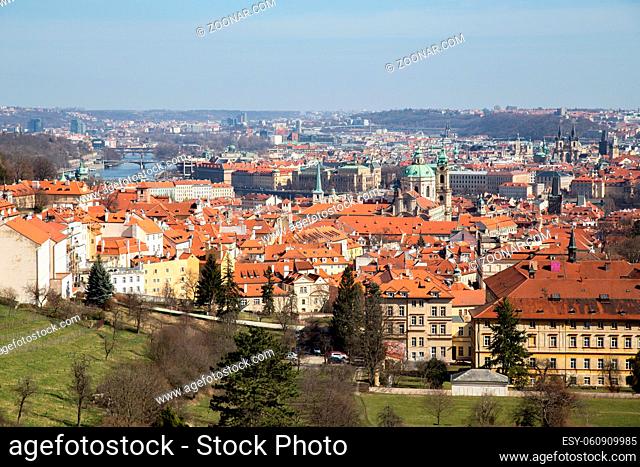Prague, Czech Republic - March 16, 2017: View over the city from Strahov Monastery