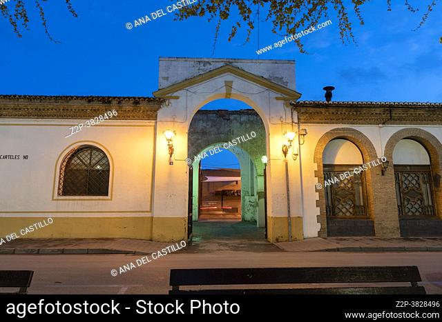 Requena in Valencia province a wine region of Spain Europe the old market at city by dusk