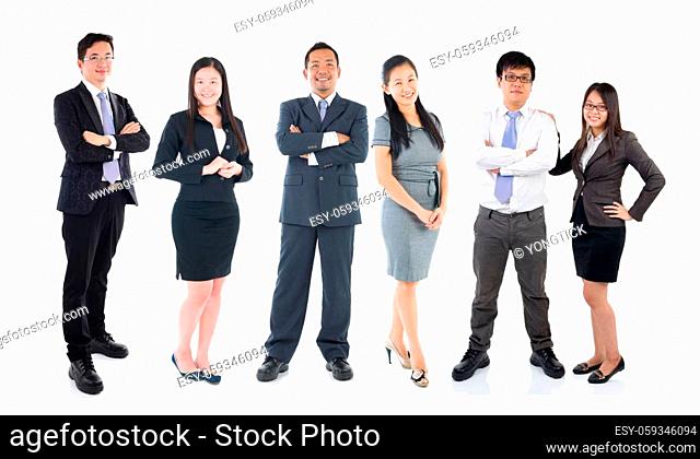 Full body collage portraits of diverse asian people and mixed age group of focused business professionals.Concept of financial