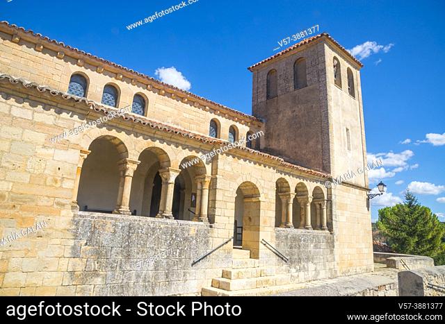 Facade of the church. Abanades, Guadalajara province, Castilla La Mancha, Spain
