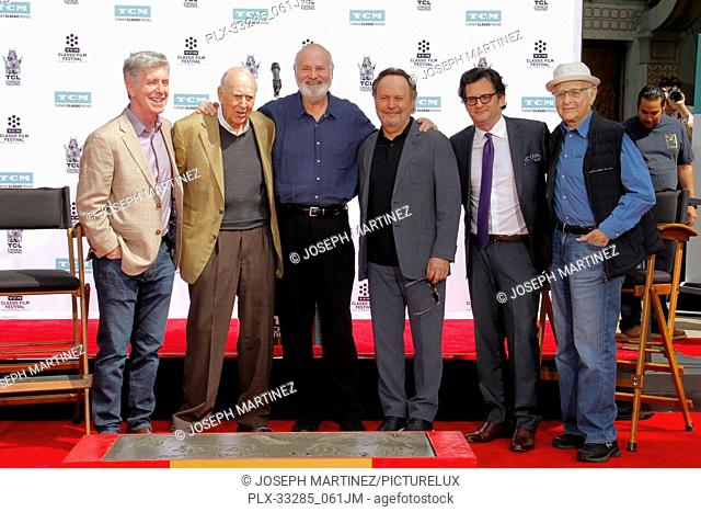 Tom Bergeron, Carl Reiner, Rob Reiner, Billy Crystal, Ben Mankiewicz, Norman Lear at the Hand and Footprint Ceremony honoring father and son