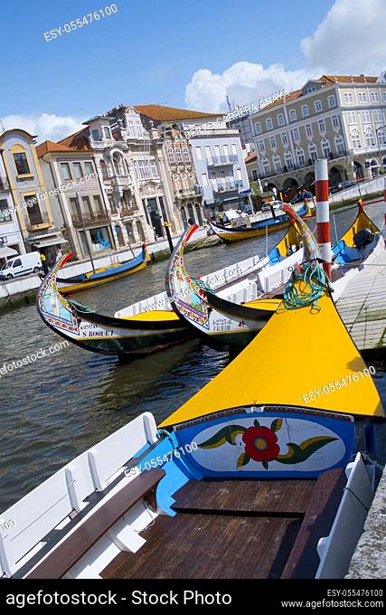 Aveiro moliceiros boats, Central Channel, Channels of Lagoon, Ria de Aveiro, Aveiro, Portugal, Europe
