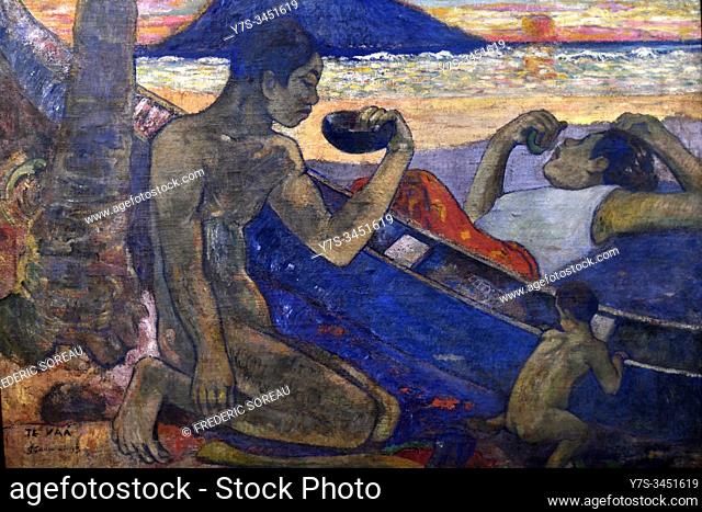 Te vaa. Canoe, Famille de Tahiti, 1896, oil on canvas, painting by Paul Gauguin, Hermitage museum, St Petersburg Russia, Europe