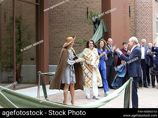 Queen Maxima of The Netherlands at the Van Gogh Village Museum in Nuenen, on May 16, 2023, to open the renovated museum. Van Gogh lived in Nuenen between...