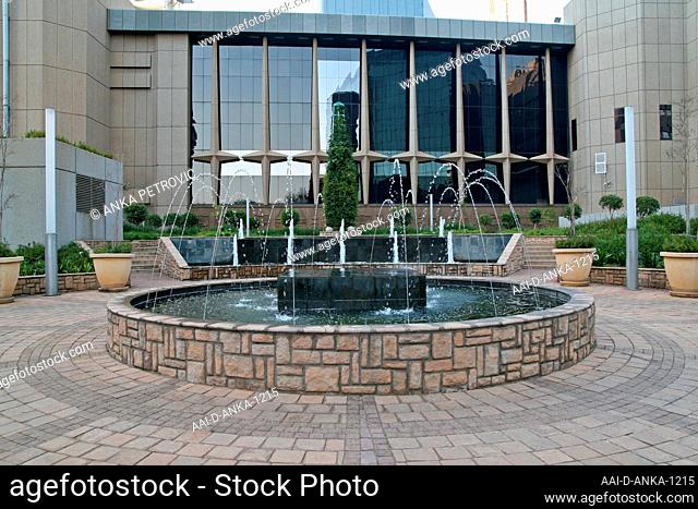 Fountain in front of office building, Braamfontein, Johannesburg, Gauteng, South Africa
