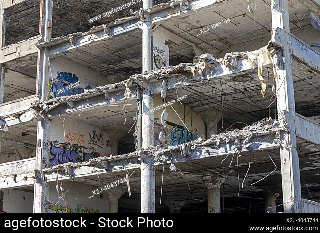 Detroit, Michigan - The city has begun demolition of a part of the abandoned Packard plant. Opened in 1903, the 3. 5 million square foot plant employed 40