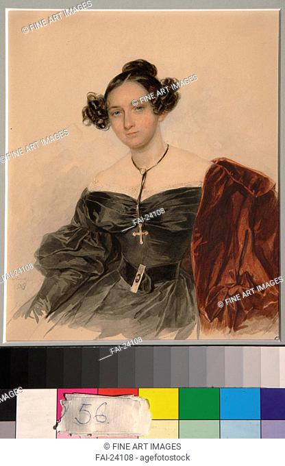 Portrait of Countess Nadezhda Ivanovna Golitsyna (1796-1868), née Countess Kutaysova. Sokolov, Pyotr Fyodorovich (1791-1848). Watercolour on paper