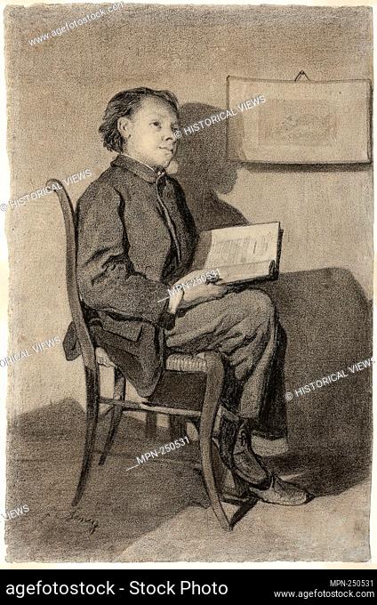 Boy Reading (Jeune Garçon Lisant) - c. 1861 - François Bonvin French, 1817-1887 - Artist: François Bonvin, Origin: France, Date: 1856–1866, Medium: Black chalk