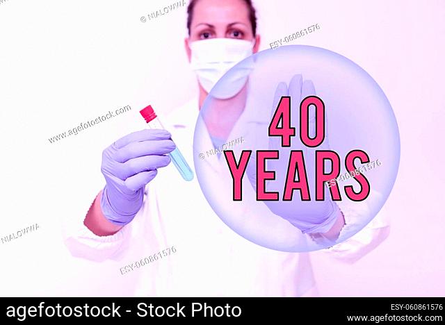 Conceptual caption 40 Years, Business idea Remembering or honoring special day for being 40 years in existence Studying Discovered Medication Analyzing Medicine...