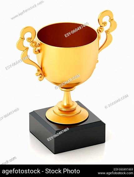 Gold cup isolated on white background. 3D illustration