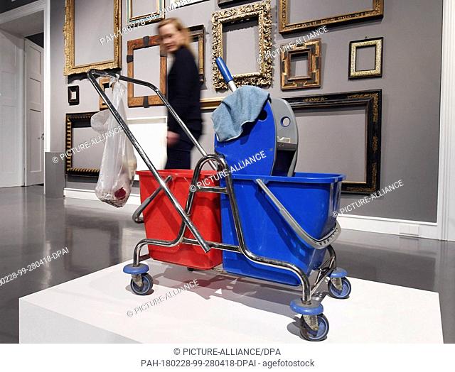 The 2018 artwork ""Viewing the Invisible: Cleaner's Cart"" by Fred Wilson on display at the Baden-Baden State Art Hall in Baden-Baden, Germany, 28 February 2018