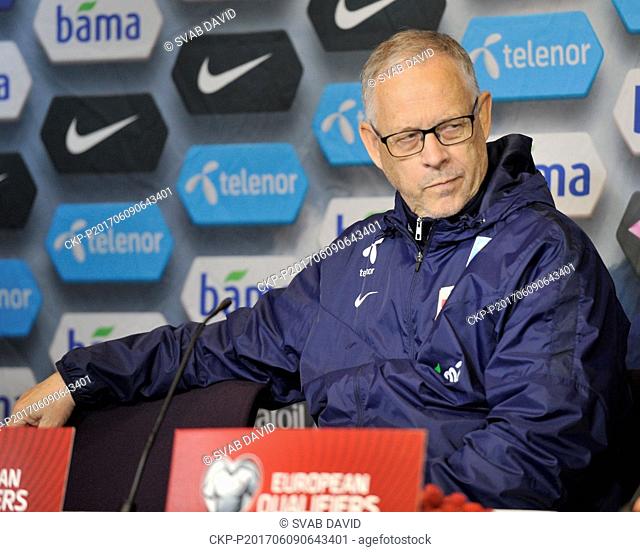 Coach Lars Lagerback from Norway attends the press conference prior to the 2018 FIFA World Cup qualifying match between Norway and Czech Republic in Oslo