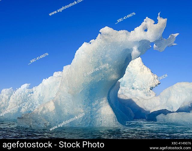 Landscape with icebergs in the Sermilik (Sermiligaaq) Icefjord in the Ammassalik area in East Greenland. North America, Greenland, Ammassallik, Danish Territory