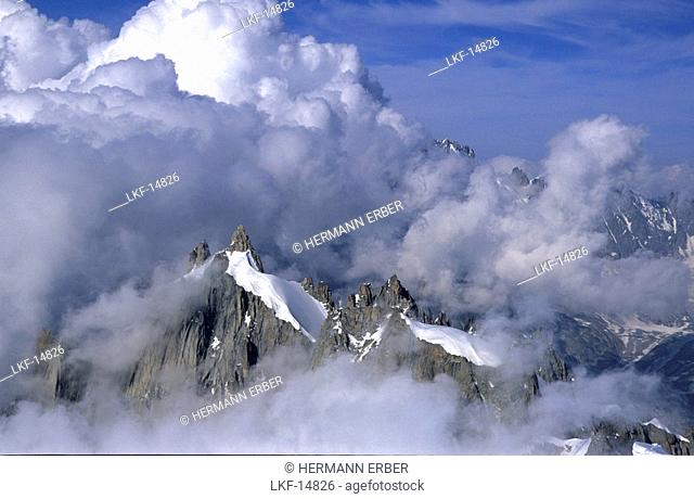 View from Aguille de Midi, Aguille de Chamonix, French Alps, Chamonix, France