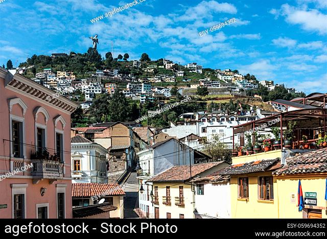 Historical center of old town Quito in northern Ecuador in the Andes mountains