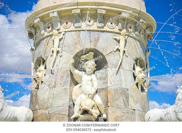 Aranjuez, Madrid, Spain. MARCH 25, 2018. Fountain of the Mariblanca de Aranjuez