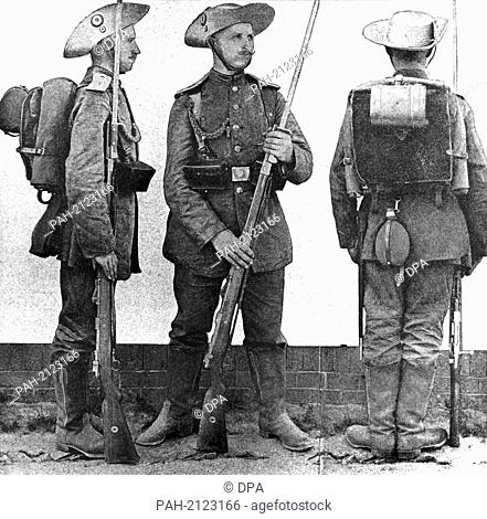 A soldier of the first East Asian infantry regiment in tropical suit for heavy marching. Climax of the Boxer Rebellion was the assassination of the German...