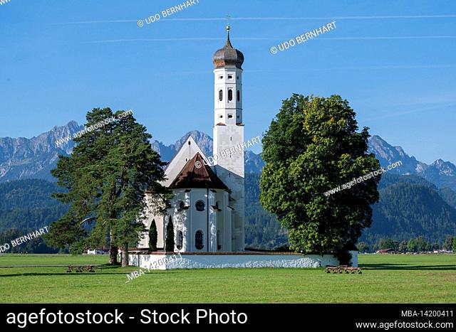 Germany, Bavaria, Swabia, Allgäu, Ostallgäu, Füssen, Colomanskirche near Schwangau