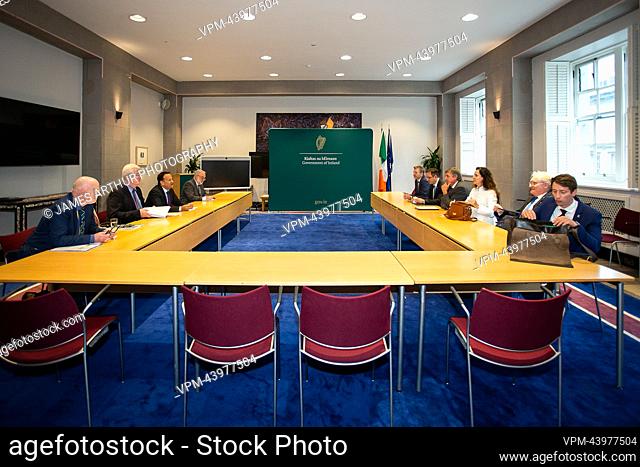 Flemish Minister President Jan Jambon pictured during a meeting with Ireland Prime Minister Taoiseach Leo Varadkar on the first day of a diplomatic mission of...