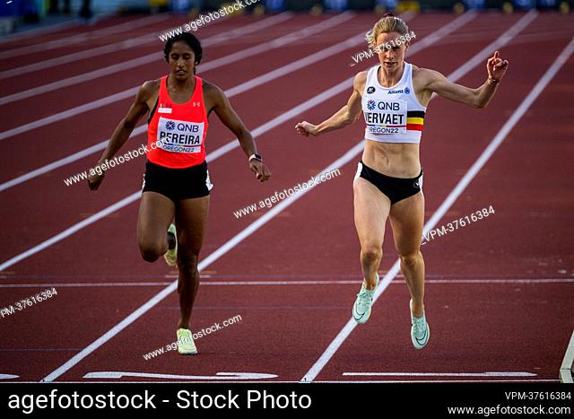 Belgian Imke Vervaet pictured in action during the heats of the women's 200m race, at the 19th IAAF World Athletics Championships in Eugene, Oregon, USA