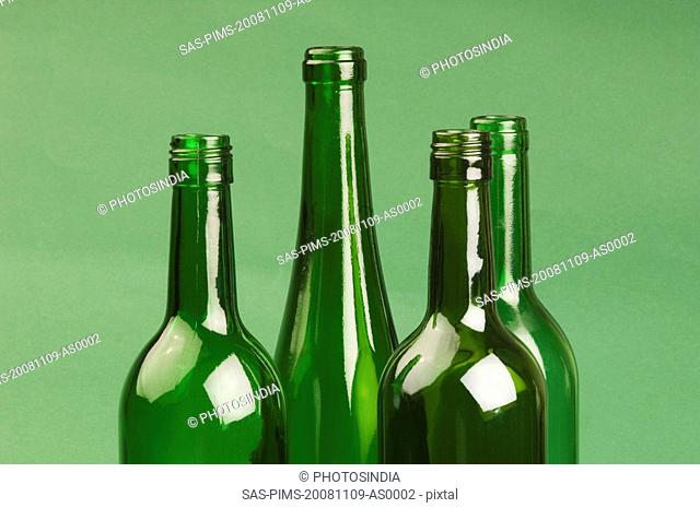 Close-up of empty bottles
