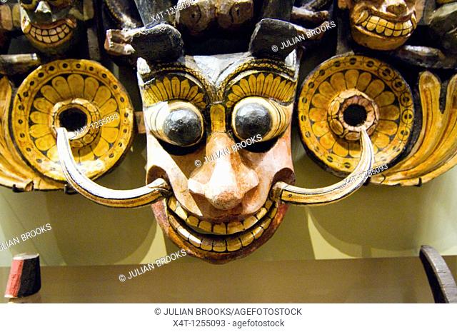 A mask from Sri Lanka on display at the Pitt Rivers Museum, Oxford