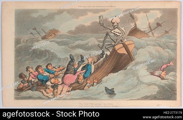 Death Turned Pilot (from The English Dance of Death, vol. II, pl. 9), June 1, 1815., June 1, 1815. Creator: Thomas Rowlandson
