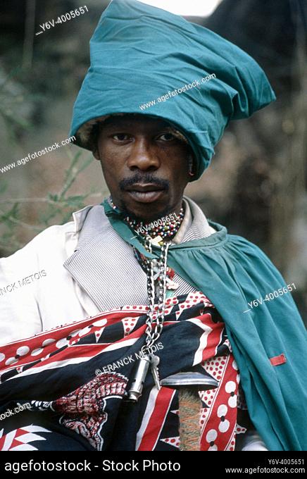 Portrait of a chritian man belonging to an African initiated church ( Lesotho)