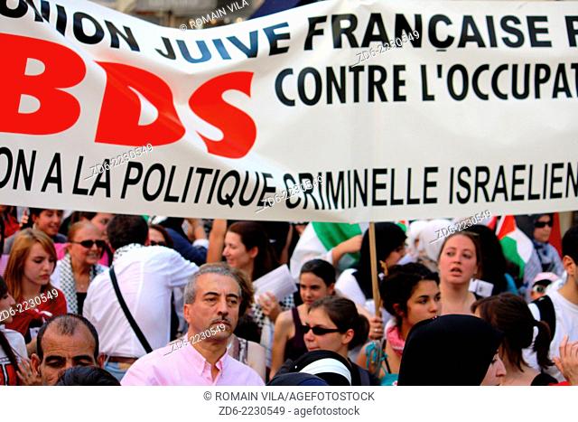 Protest against the bombing of Gaza in Palestine, 5 june 2010, Lyon, Rhone, Rhone Alpes, France, Europe