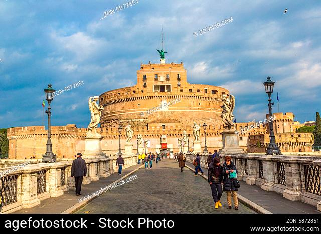 ROME - DECEMBER 13: Castel Sant'Angelo on December 13, 2013 in Rome. The Mausoleum of Hadrian, usually known as the Castel Sant'Angelo