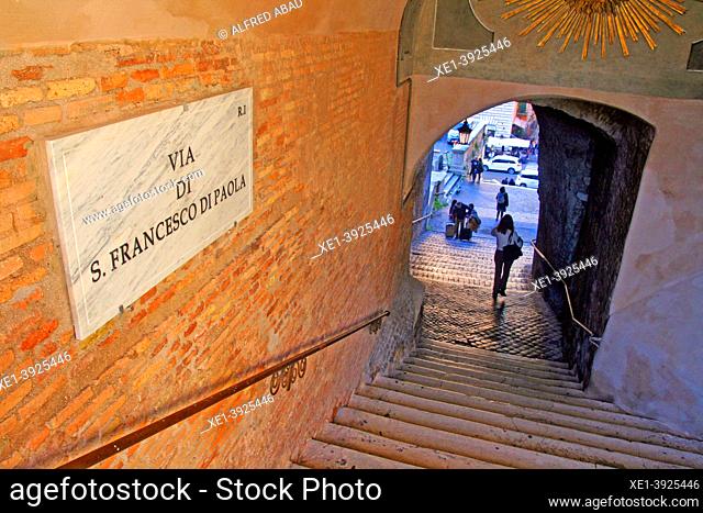 stairs on St. Francis de Paula Street, Rome, Italy