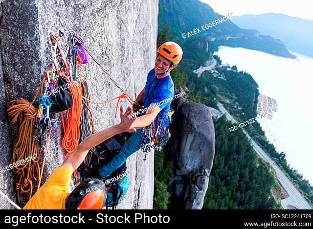 Big wall climbing with portaledge, Squamish, British Columbia, Canada