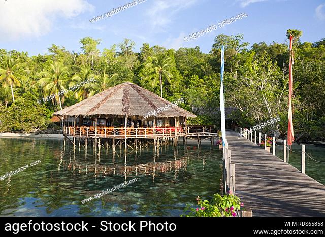Restaurant of Papua Explorers Resort, Gam, Raja Ampat, West Papua, Indonesia