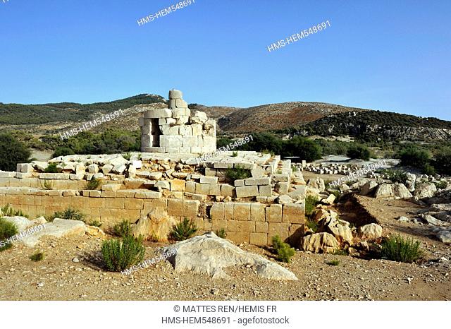 Turkey, Mediterranean Region, Turquoise Coast, Lycia, Lycian site of Patara, lighthouse from the ancient harbour