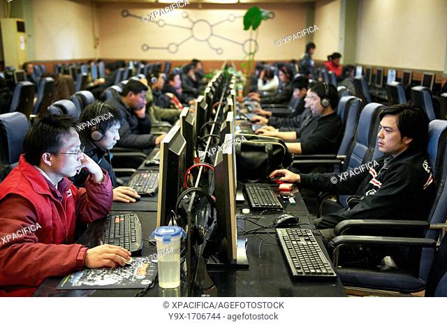 Modern youth in an Internet Cafe in Shanghai, China