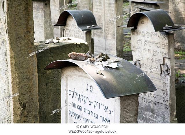 Poland, Cracow, Remuh cemetery, Jewish gravestones