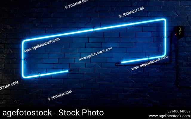 a stylish modern blue neon light frame 3D illustration