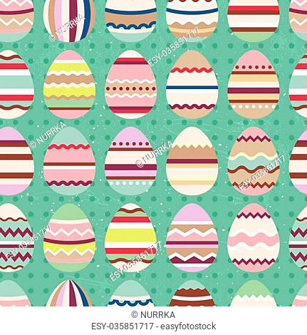 Seamless easter pattern with painted eggs. Endless texture for your design, greeting cards, announcements, posters