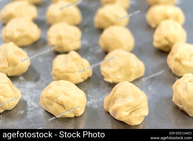 Dough in metal surface. Bakery product
