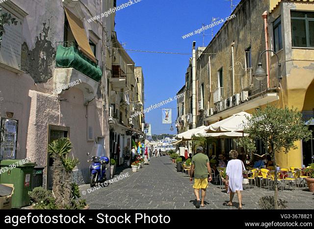 Procida, Province of Naples, Campania, Italy. Isle of Procida, Marina Grande. Marina Grande, the town of Procida with the main port of the island