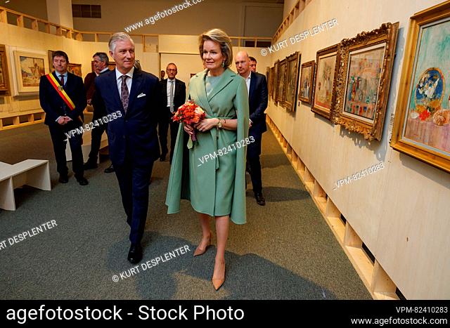 King Philippe - Filip of Belgium and Queen Mathilde of Belgium pictured during a royal visit to the exhibition 'Rose, Rose, Rose a mes yeux