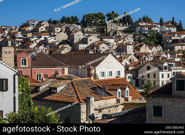 Hvar, Croatia A view of the rooftops in the old town