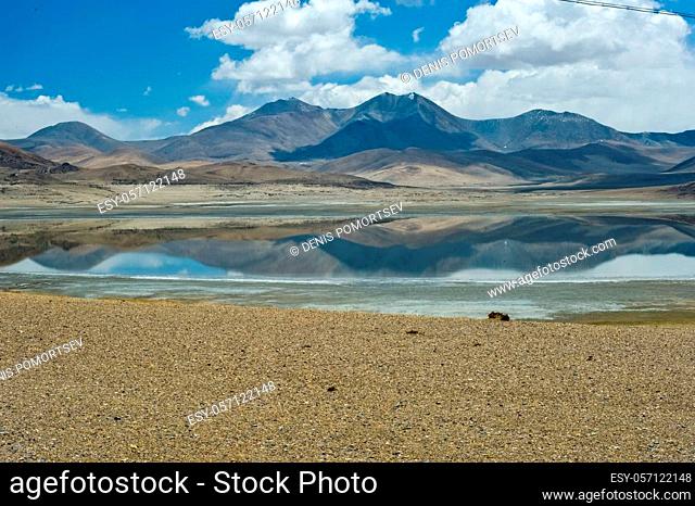 A lake in the Himalayas. Tibet, a large lake in the highlands