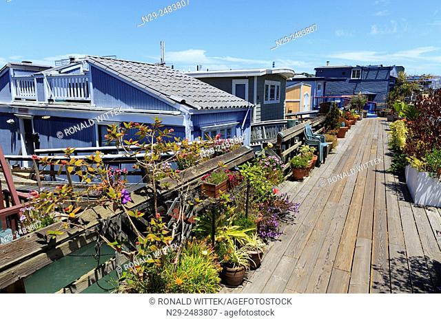 Houseboats in Sausalito, San Francisco, North America, USA, South-West, California