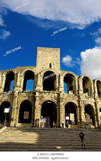 Arles Amphitheatre, Roman amphitheater, Arles, Provence, Provence-Alpes-Cote d'Azur, Bouches-du-Rhone, France / Arenes d'Arles