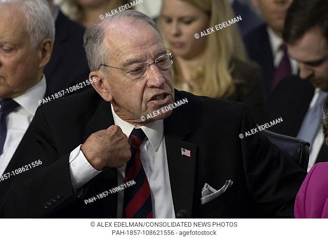 Chairman Chuck Grassley, Republican of Iowa, speaks as Democrats and Republicans debate during a hearing before the United States Senate Judiciary Committee to...