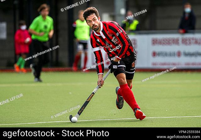 Daring's Geoffroy Cosyns pictured in action during a hockey game between Royal Daring Hockey Club Molenbeek and Royal Racing Club de Bruxelles